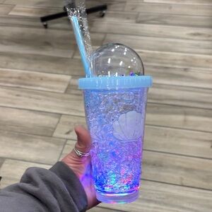 Light-Up Blue Tumbler with Straw